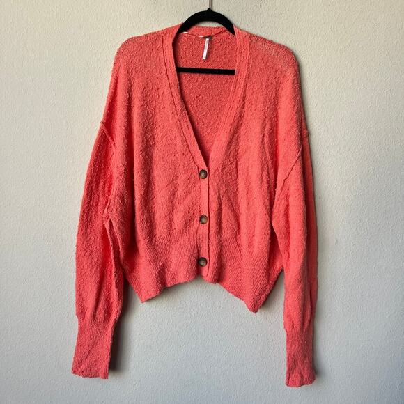 Free People Found My Friend Cardigan in Coral Orange Size S - Picture 2 of 7